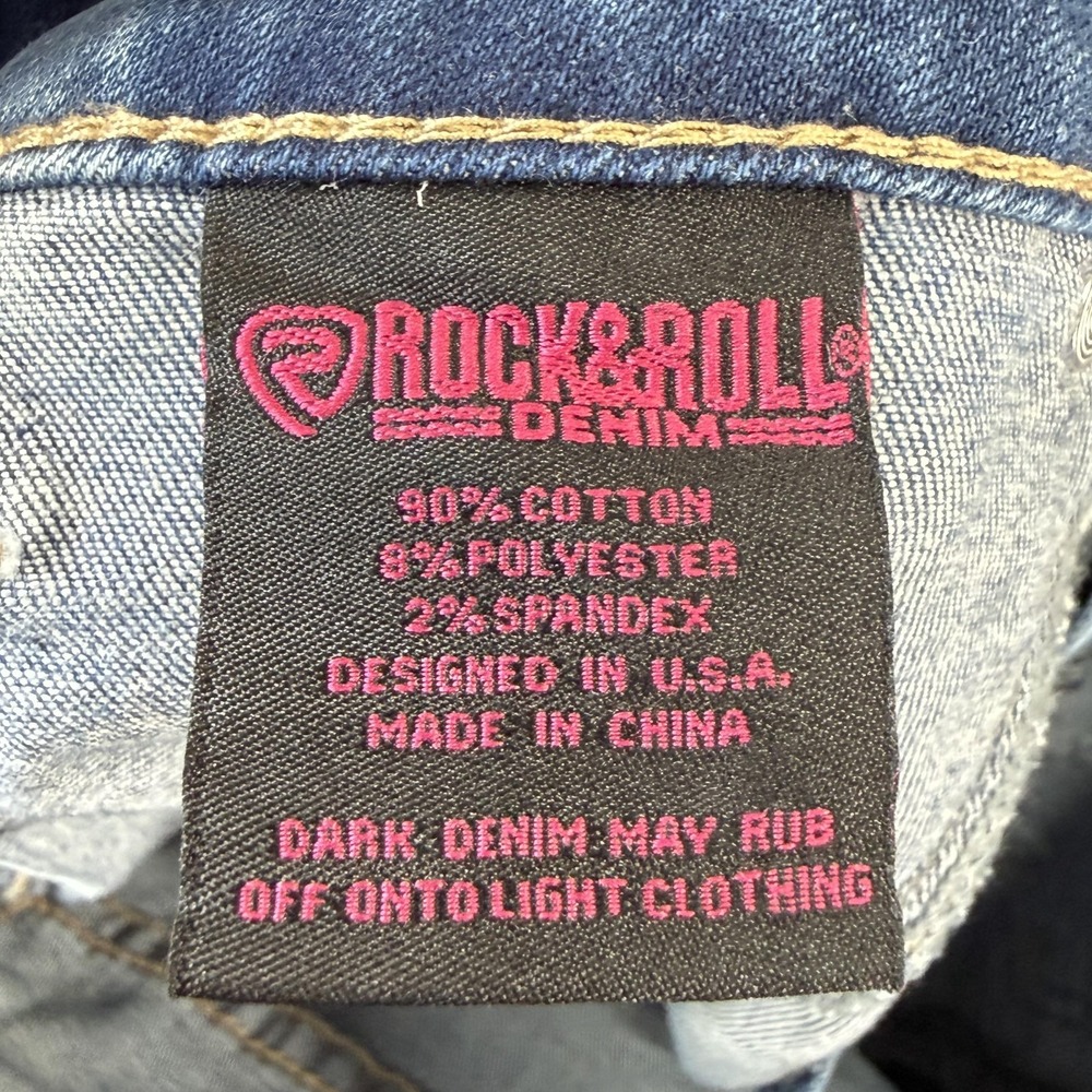 Rock & Roll Trouser Flare Jeans Womens 27x34 Light Wash High Rise Front Slit Leg - Picture 15 of 16